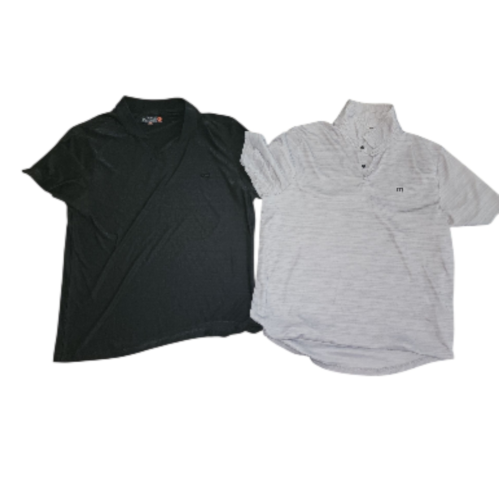 (2)Polos: Travis Mathew Gray Polo Shirt XL & *Guess Black Polo XXL